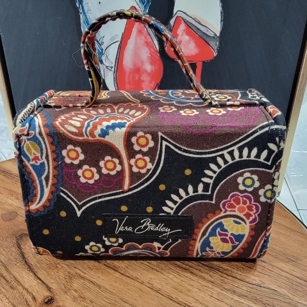 Vera Bradley Floral Paisley Vanity Travel Mini Jewelry Hard Case Retired Pattern